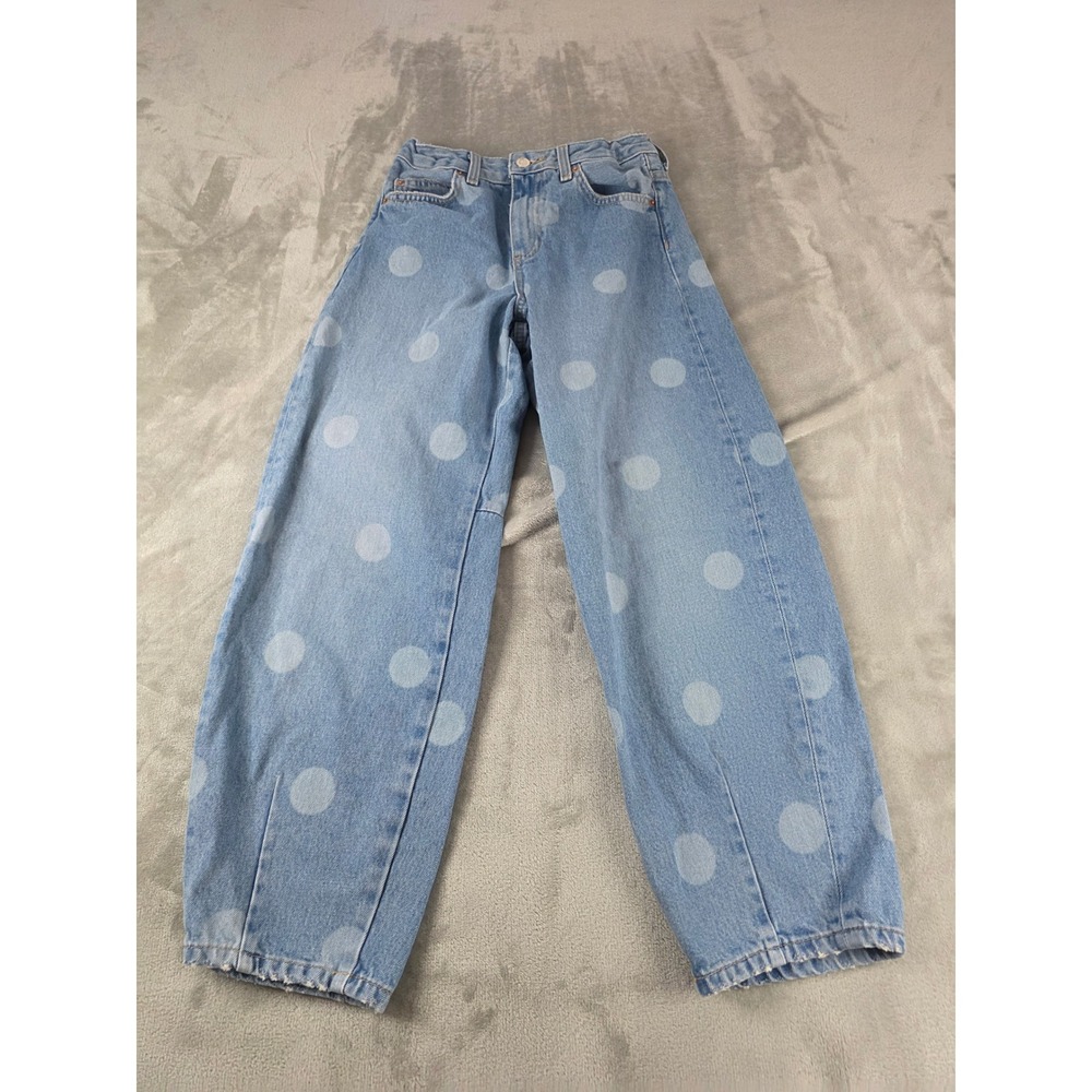 Zara X Disney Harry Lambert Jeans Kids 11-12 Blue Polka Dot Mickey Mouse Pant
